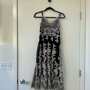 Express Black and White Lace Midi Dress